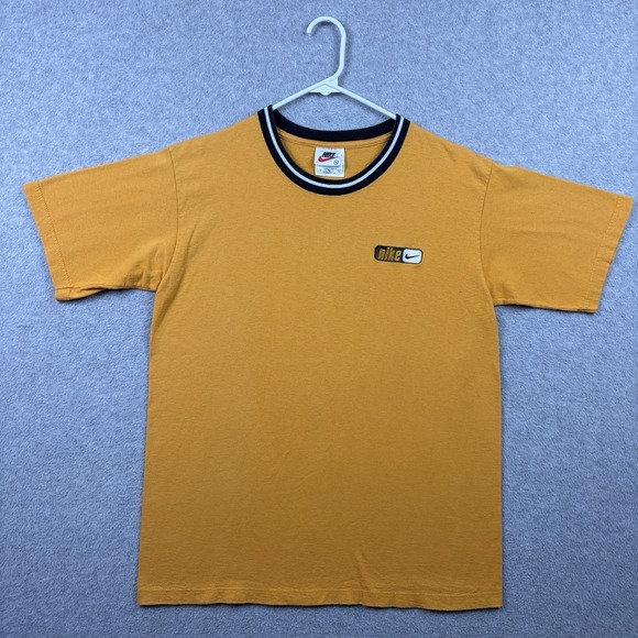 Nike Other - Vintage Nike T Shirt Boys XL (19x27) Yellow Embroidered Logo 90s Graphic Tee